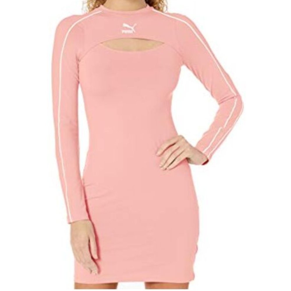 Puma Long-Sleeve Front Cut-out Dress - Bridal Rose